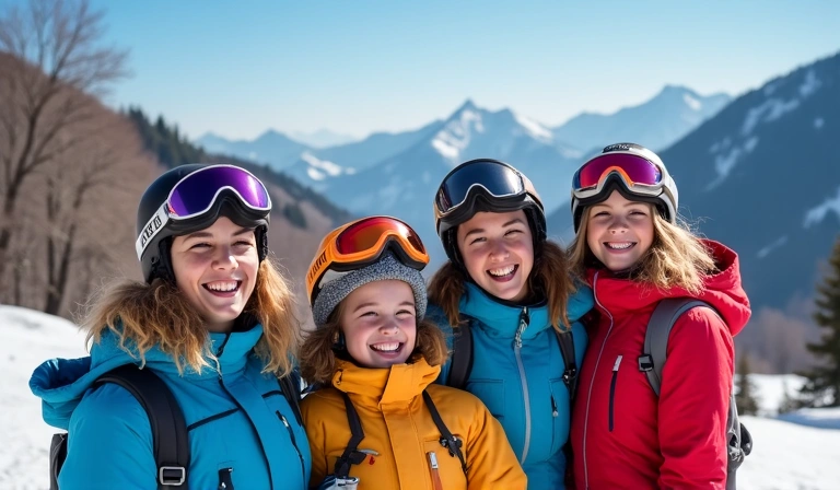 Group of people enjoying winter sports