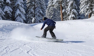 Snowboarder in action