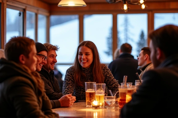 Après-ski bar with people socializing
