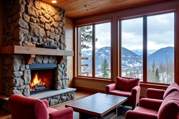 Cozy ski lodge with fireplace