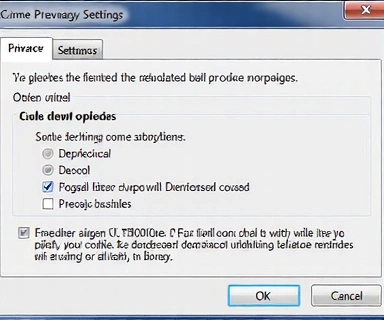 Browser settings interface for privacy options