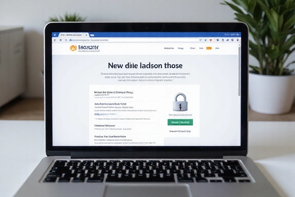 Laptop showing website security features