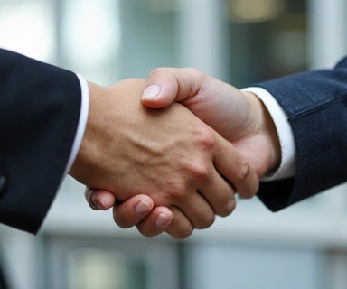 Person shaking hands, symbolizing agreement
