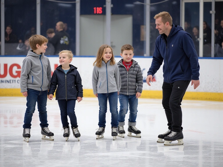 Children learning to ice skate