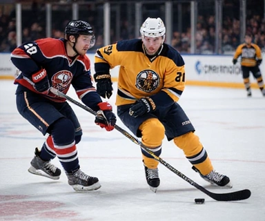 Ice hockey players in action