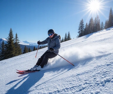 Skier on a pristine slope