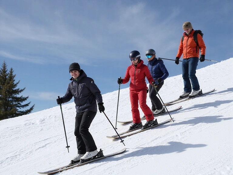 Skiing group lesson