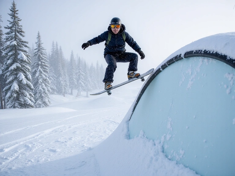 Snowboarder on a halfpipe